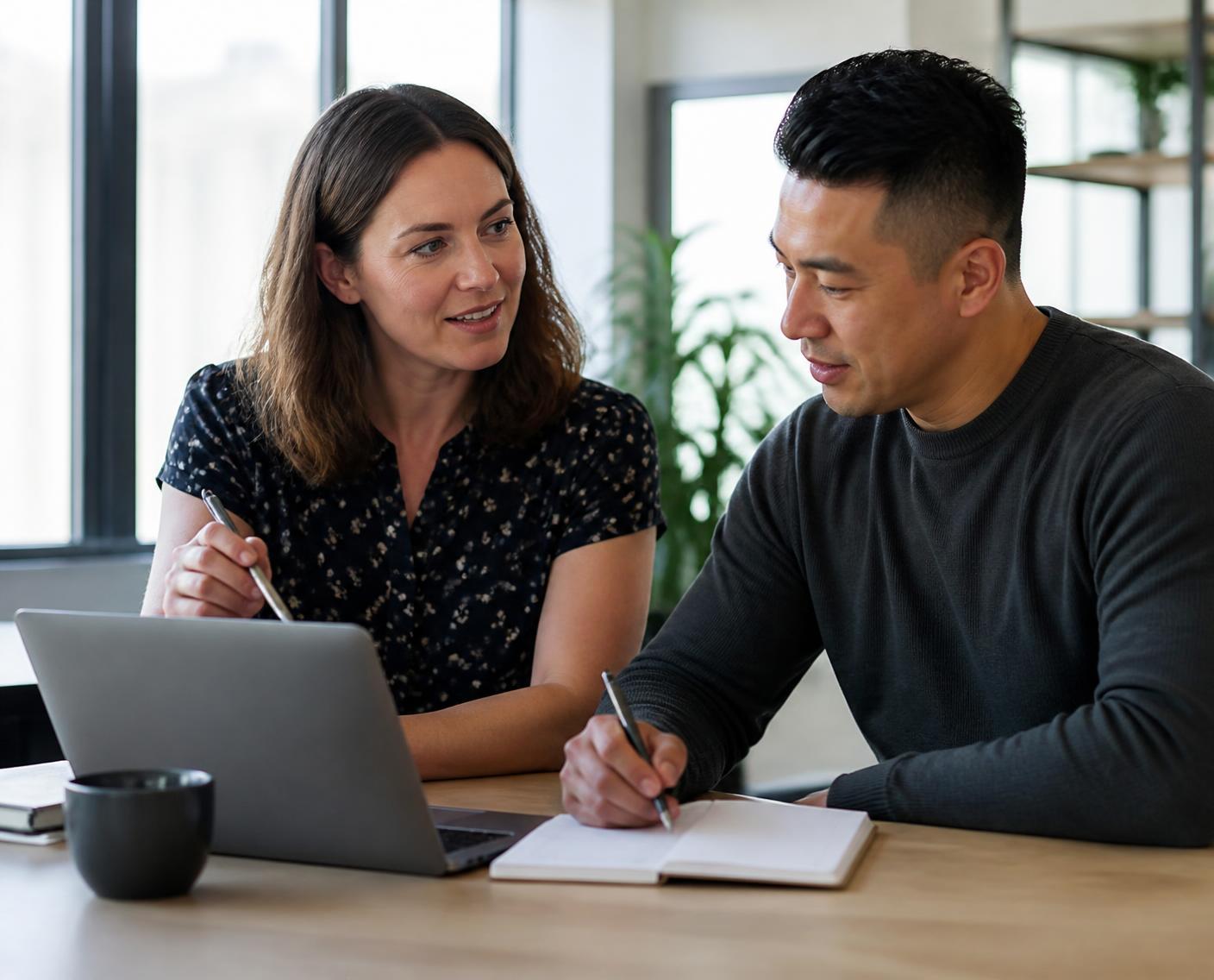 A teacher and a student working together one-to-one