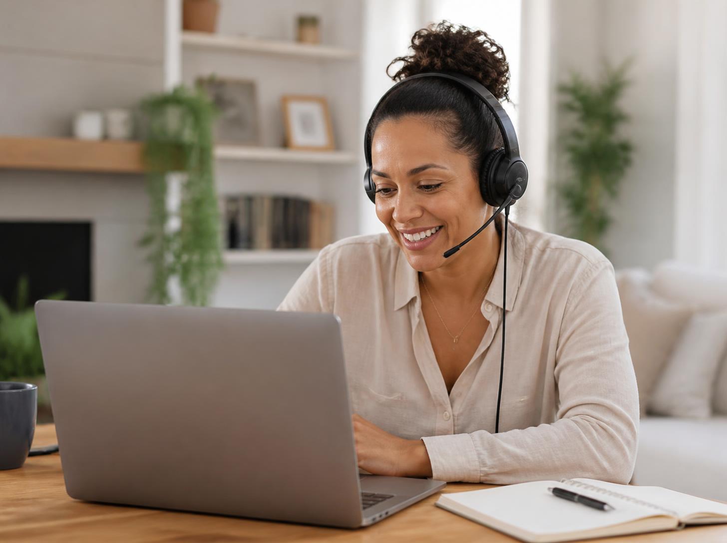 A learner on an online lesson